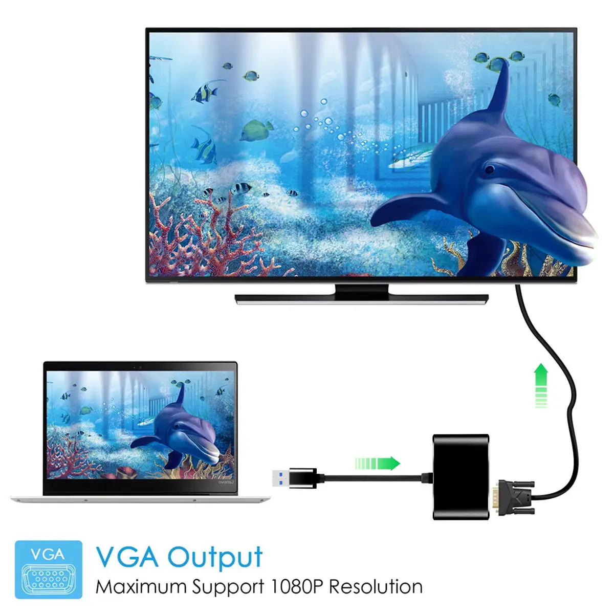 Кабель переходник с USB 3 0 и 2 на HDMI VGA HDTV 1080 P внешняя видеокарта для