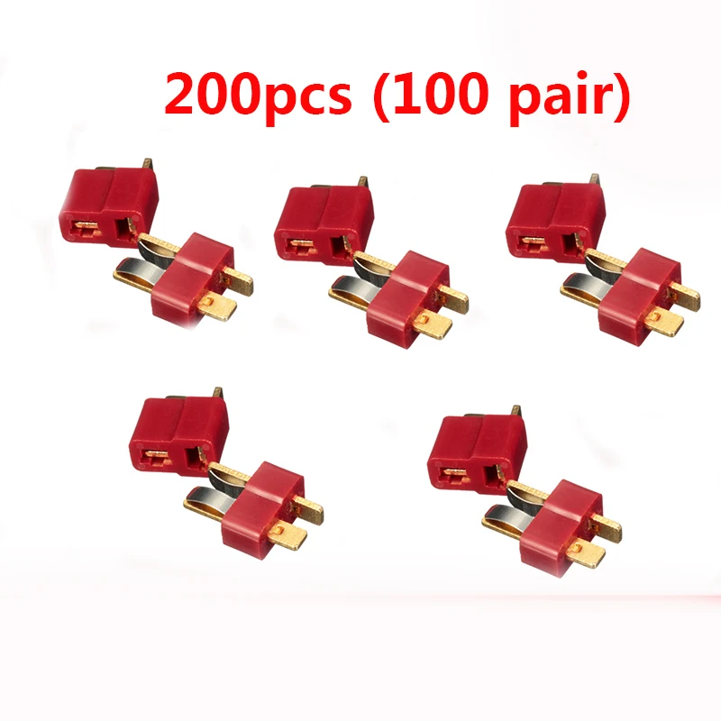 

200PCS/100Pairs T Plug Deans Connectors For RC LiPo Battery Helicopter Male & Female Connector Assortment Kit for imax b6