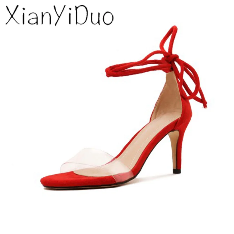 Xianyiduo2019 летняя модная пикантная женская обувь винно Красные босоножки с закрытой