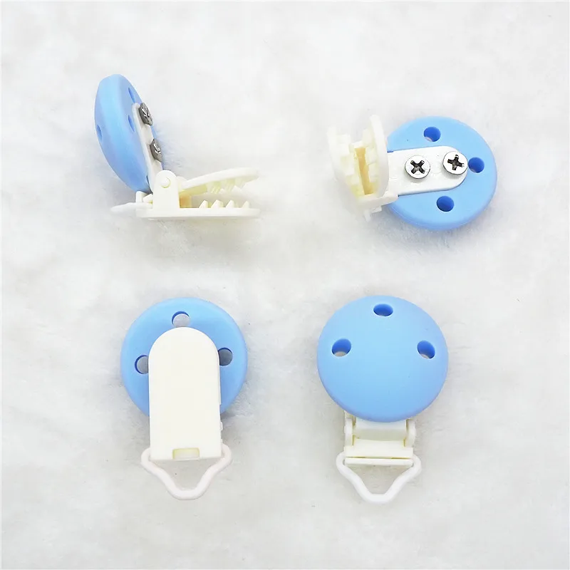 Chenkai 50pcs Silicone Round Clips DIY Baby Teether Pacifier Dummy Montessori Sensory Jewelry Holder Chain Toy Clips BPA Free