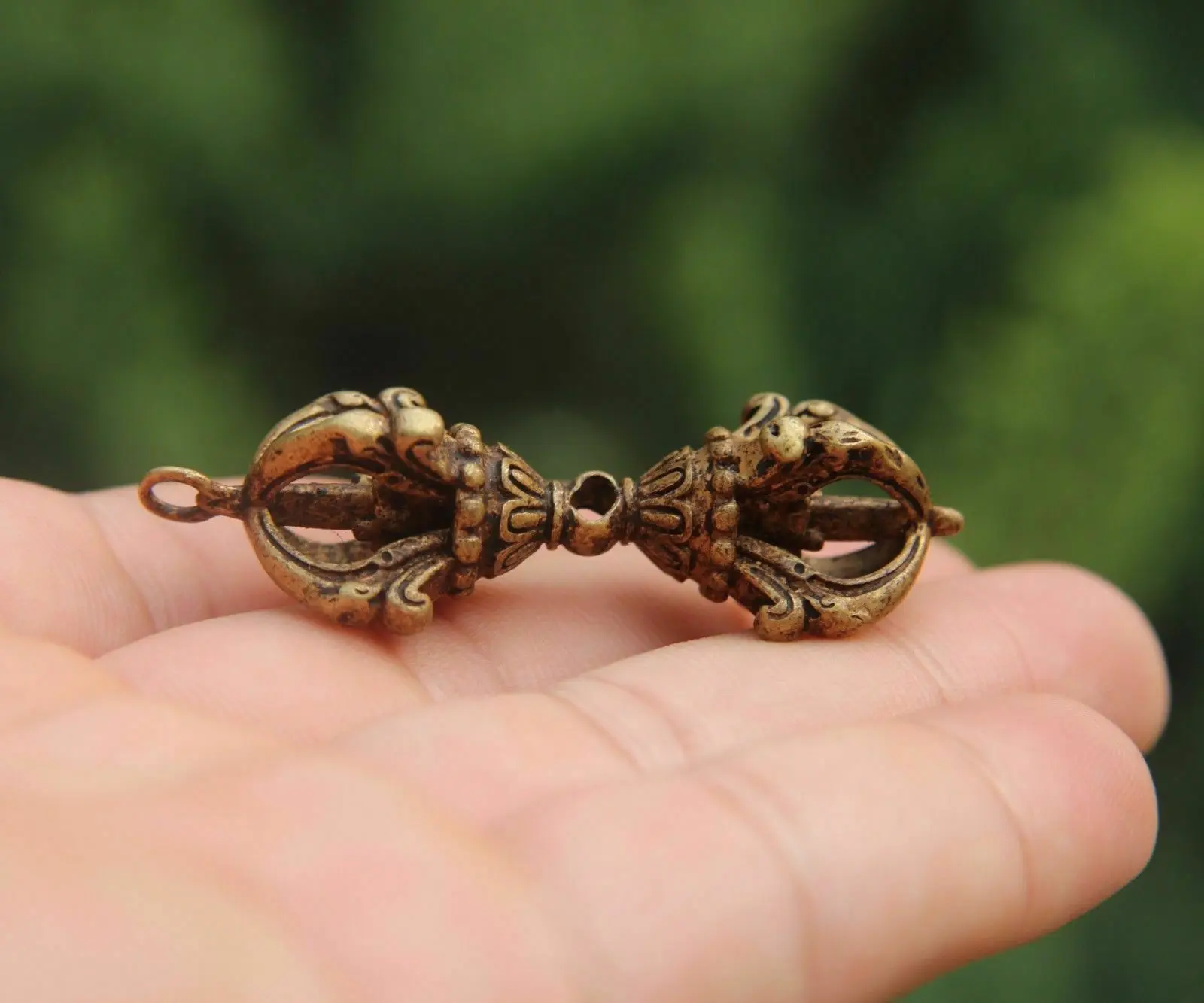 

Tibet 100% Pure Copper 4 Petal Dorje Vajra-pest Amulet Pendant Necklace 6 CM