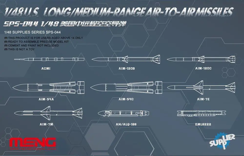 Модель Meng 1/48 SPS-044 США ракеты дальнего/среднего диапазона Air-Air U.S. Редкие | Игрушки и