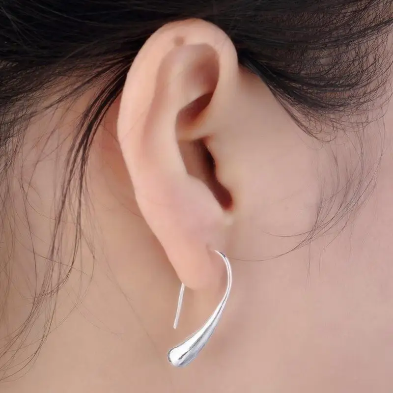 Мода леди слеза крючок из нержавеющей стали кольцо с серебряным покрытием серьги
