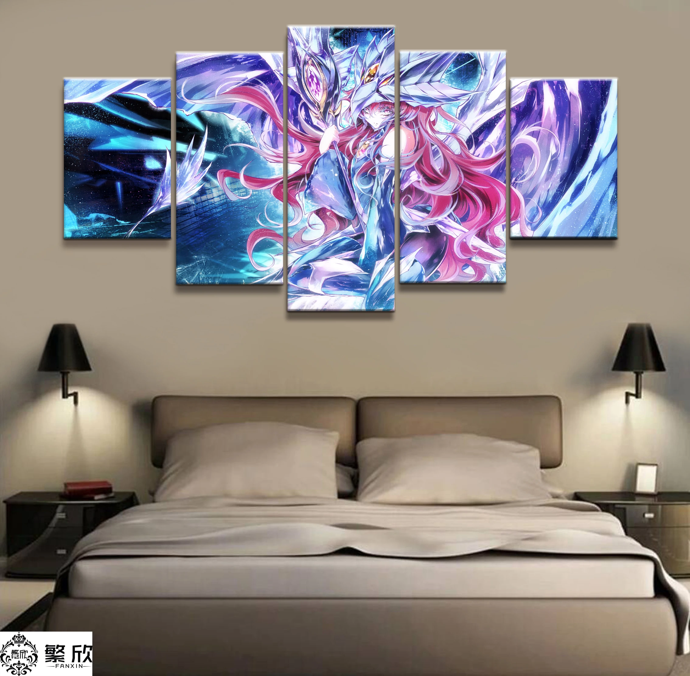 5 панелей японское аниме Yu-Gi-Oh! Волшебная девушка дуэль монстры холст печатная