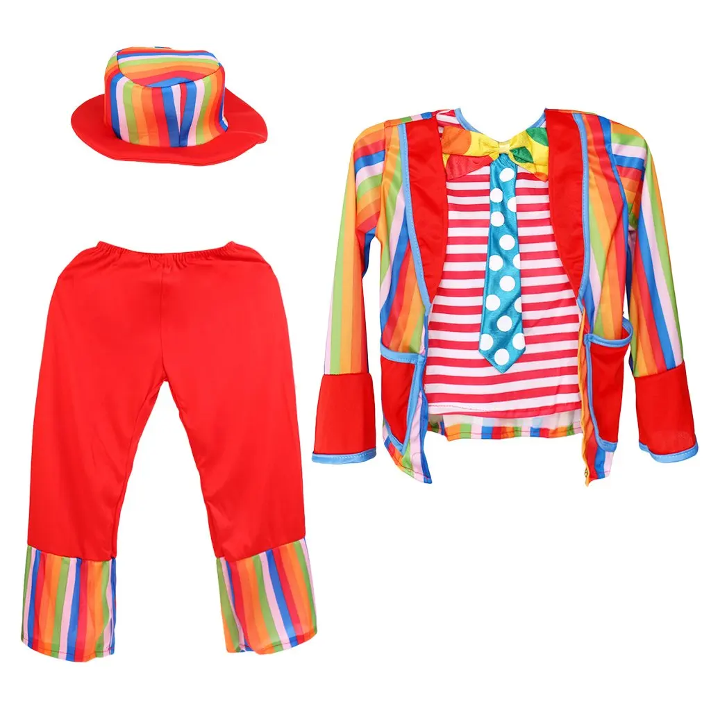 Clown Costume Boy Children Kids Circus Hat Jacket Pants for Halloween Carnival Party Cosplay Stage Performance |