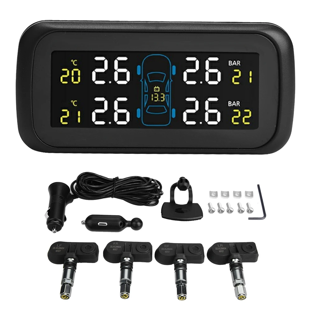 Автомобильный TPMS система контроля давления в шинах LCD прикуриватель USB зарядное