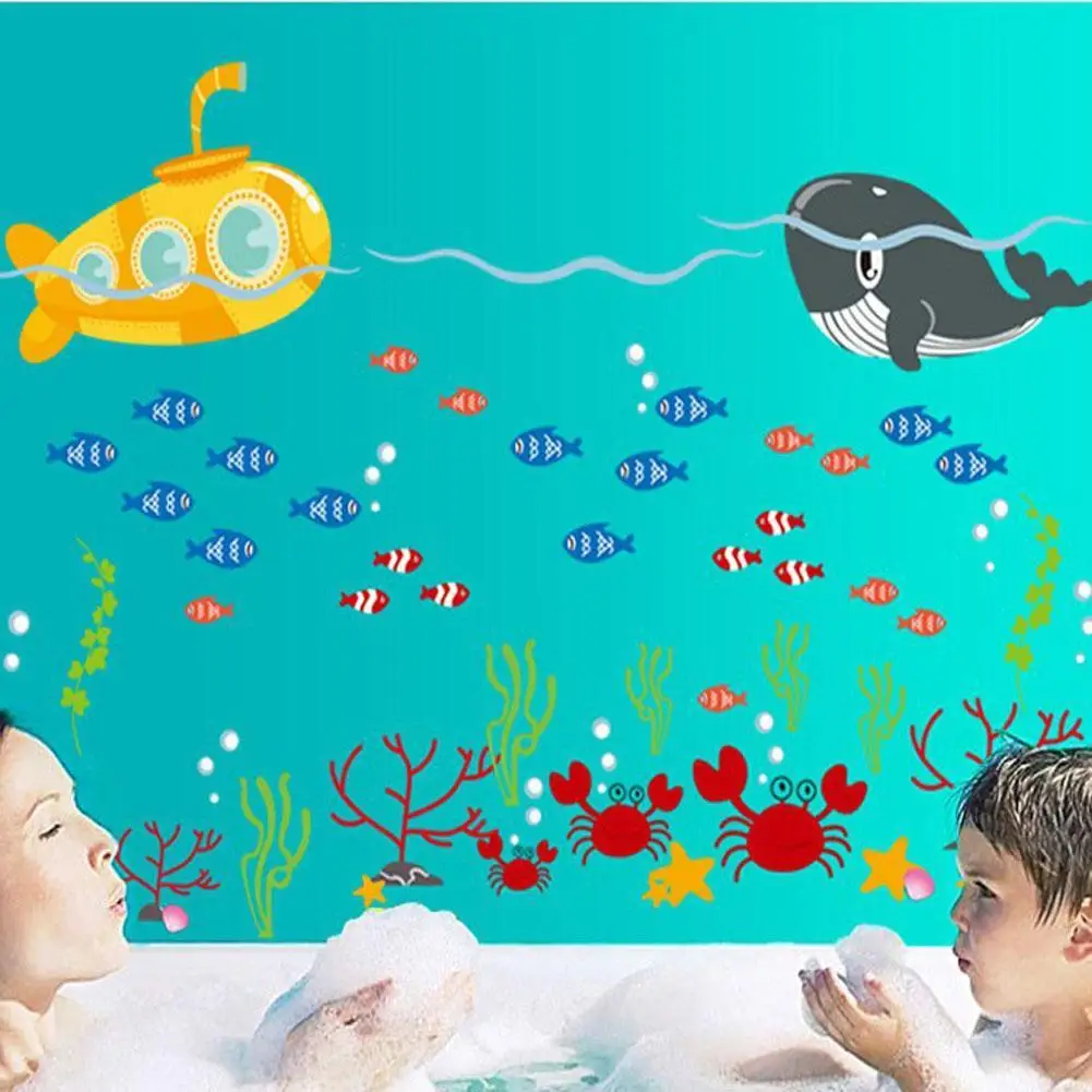 Мультфильм океан настенные наклейки Подводные киты большая наклейка на стену