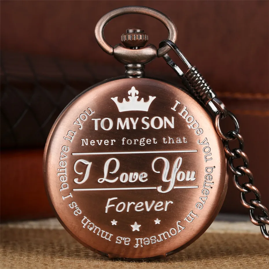 Винтажные часы с розовым золотом и надписью I Love You Forever для моего сына кварцевые