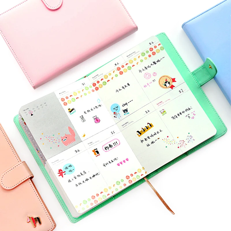 

Arrival Weekly Planner Sweet A5 Super Thick Notebook Creative Student Schedule Diary Book Color Pages School Supplies Note Gift