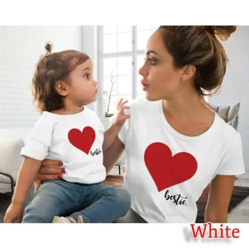 Футболка для всей семьи с надписью Love Heart Летние повседневные топы короткими