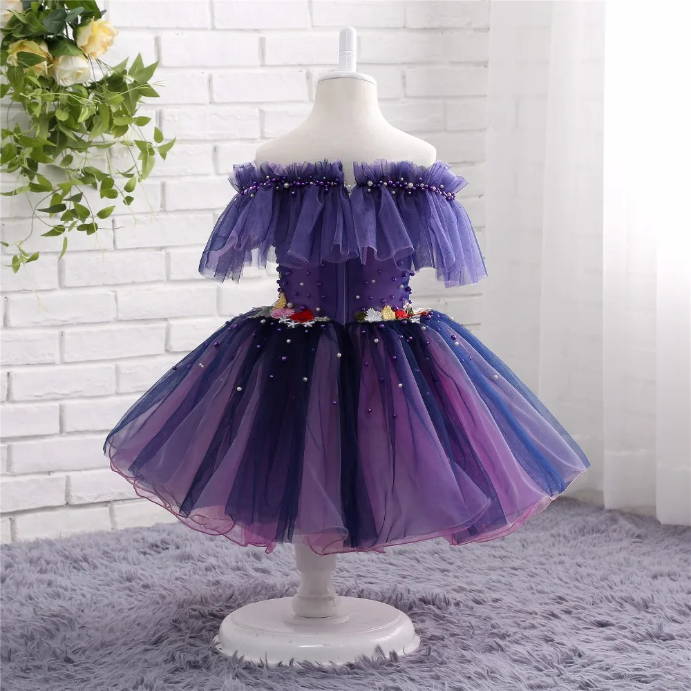 Фиолетовые платья с цветочным узором для девочек длина до пола 2019 Vestidos De Primera Comunion