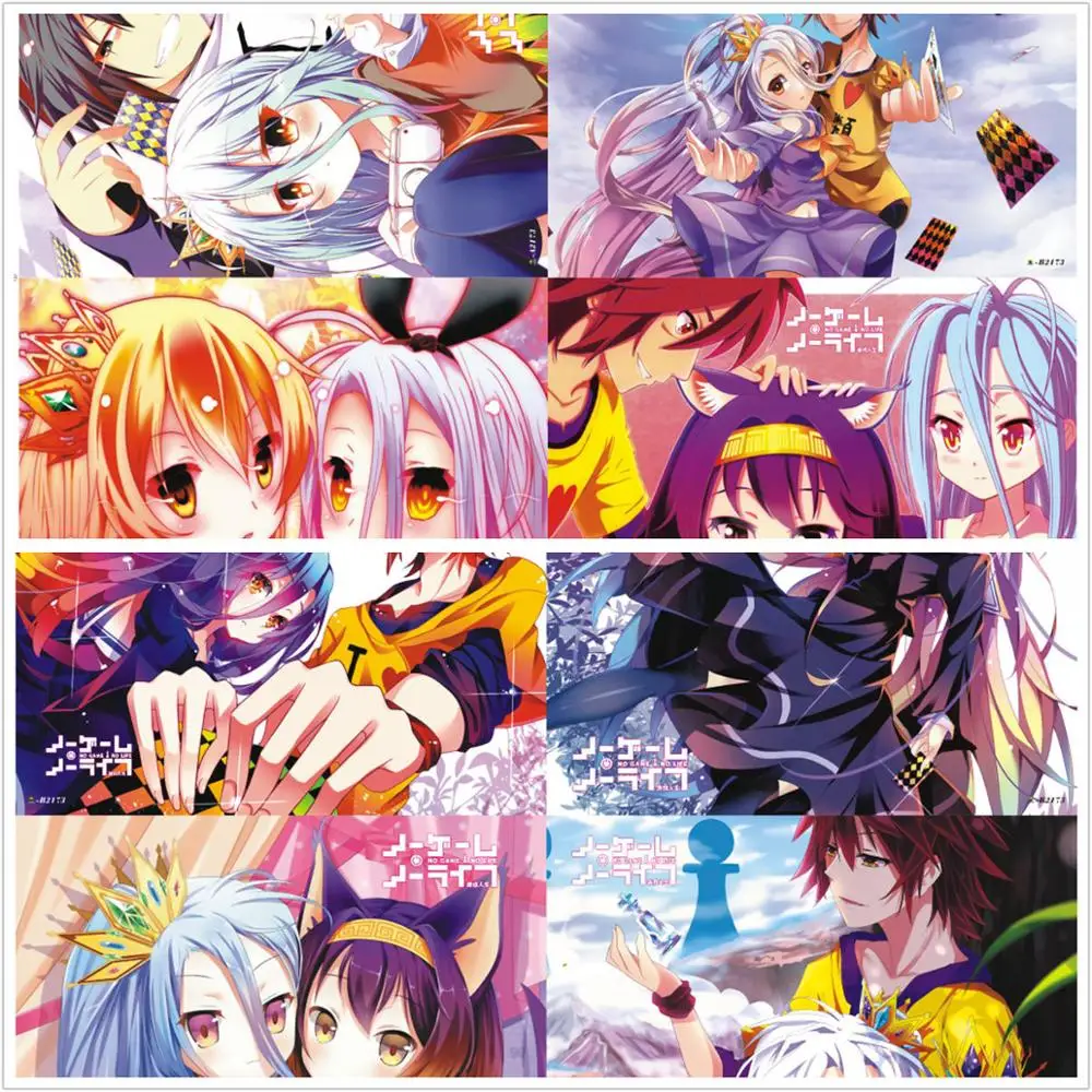 

8 шт./компл. аниме NO GAME NO LIFE тисненый плакат фигурка Kuhaku наклейка для подарка