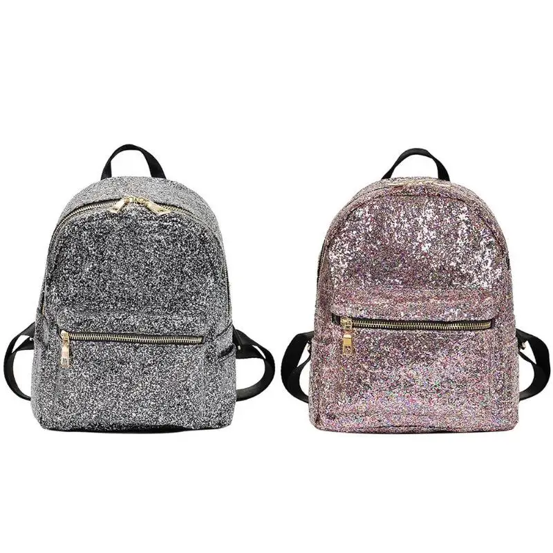 Модные женские туфли из кожи с пайетками Блестящий женский рюкзак Mochila для