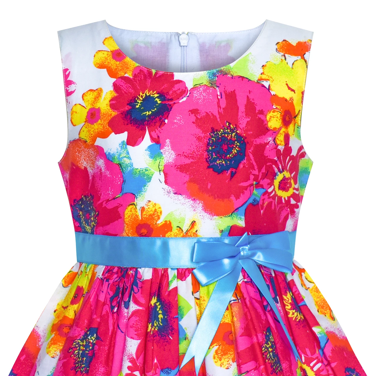 Sunny Fashion платья для девочек новогодние костюмы Синий Цветок Хлопок Рукавов Sundress