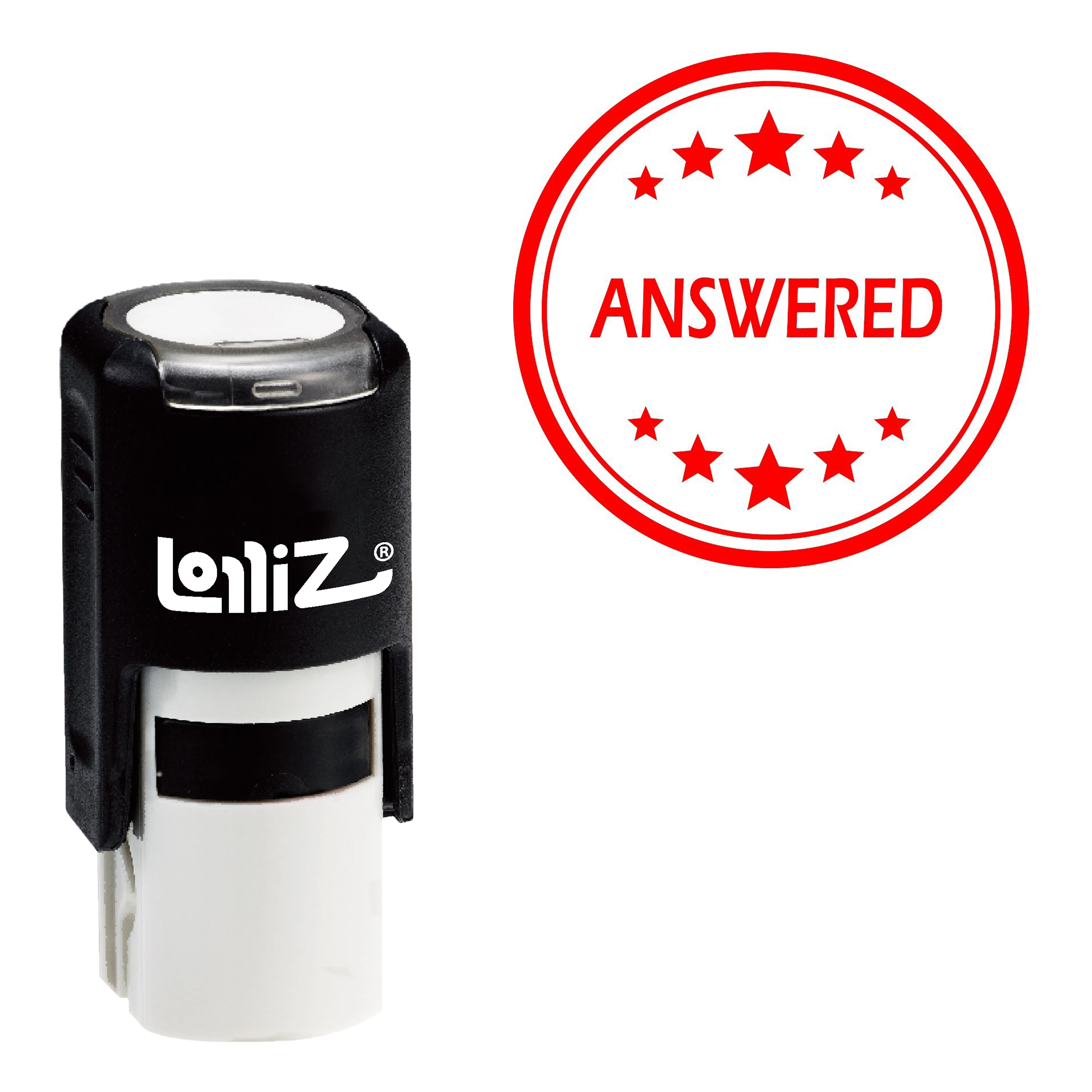 

LolliZ Answered Round Office Stars One Line Self-Inking Stamp