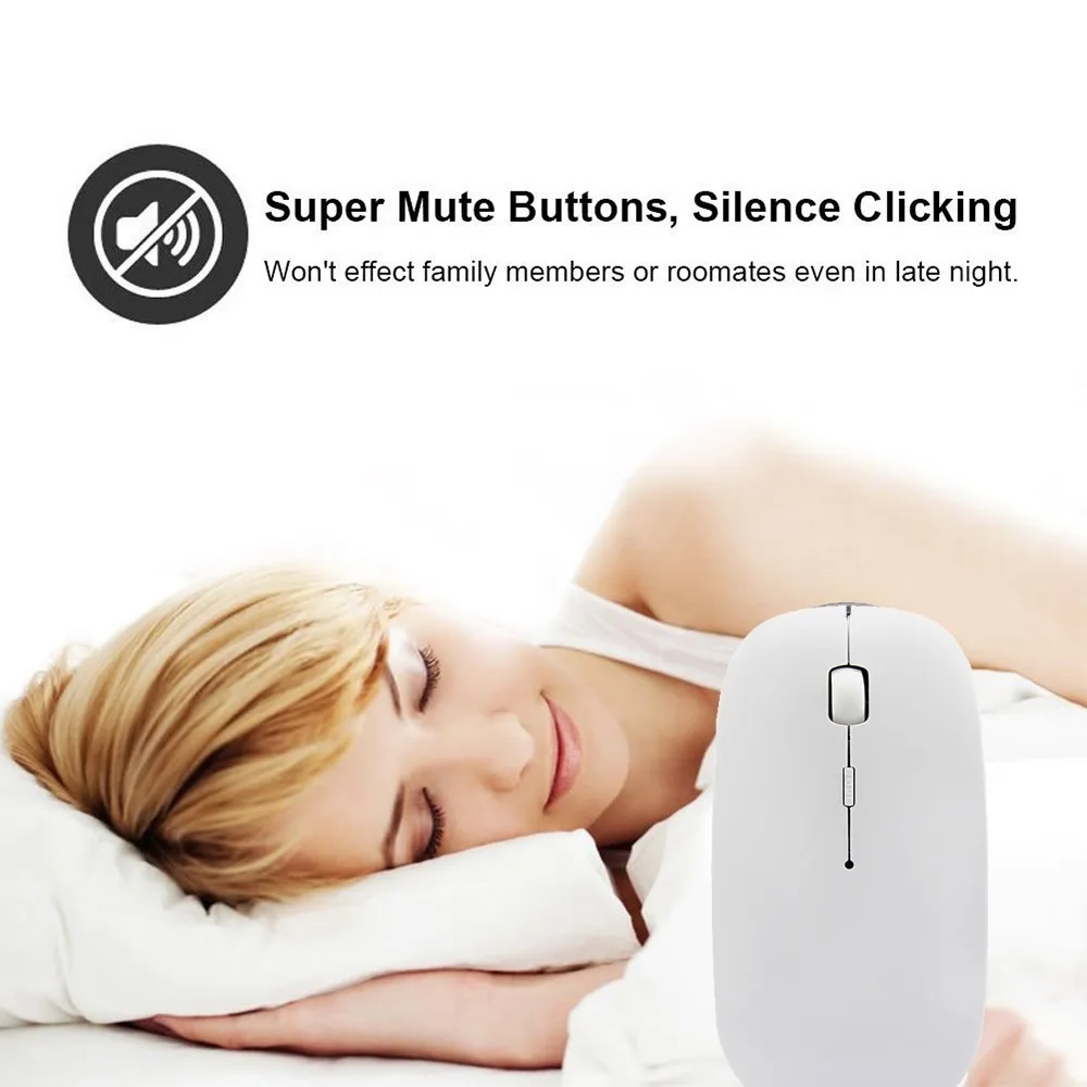 Беспроводная ультратонкая Бесшумная мышь перезаряжаемая оптическая