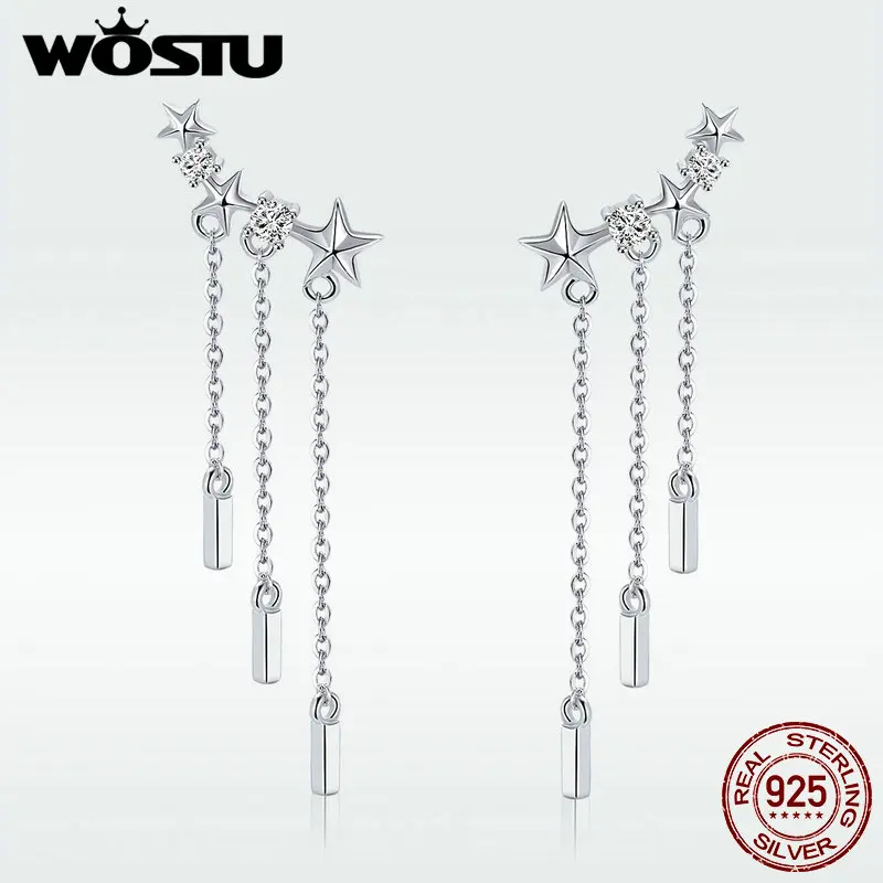 Женские серьги подвески WOSTU из подлинного стерлингового серебра 925 пробы с