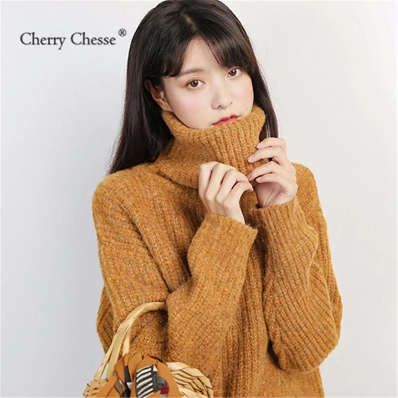 Cherry Chesse опрятный Для женщин свитер водолазка с длинным рукавом Пуловеры женские