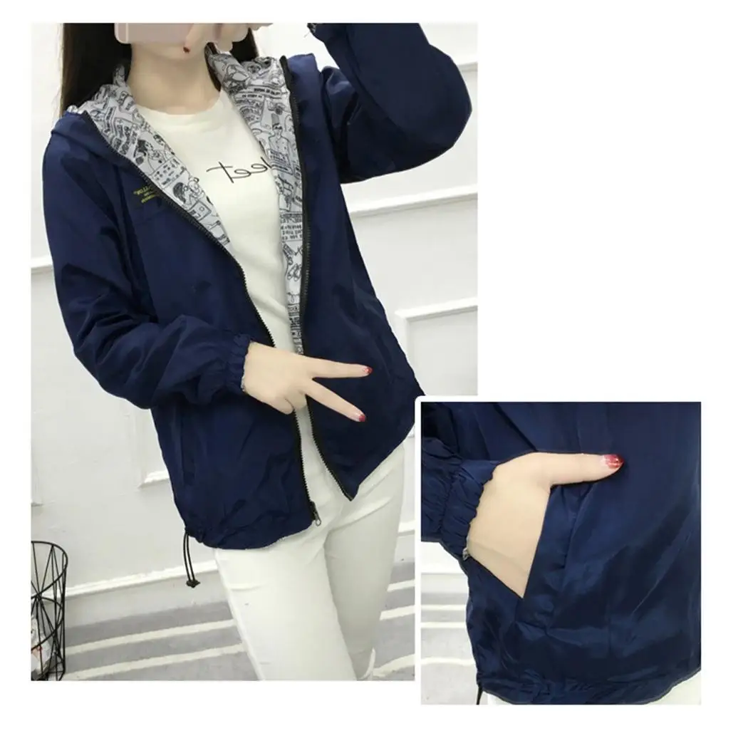 Women Fashion Casual Solid Double Side Zip Hooded Long Regular Sleeve Autumn/Spring Jackets Coat | Женская одежда