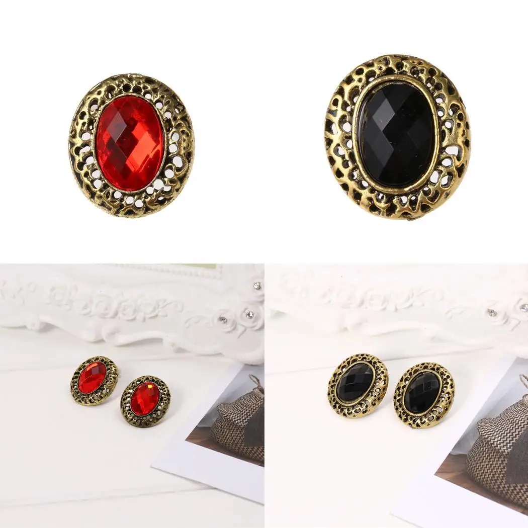 Plug Out Stud Casual Oval Alloy Artificial Hollow Black Crystal Elegant Red Women's Earrings in | Украшения и аксессуары