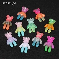 10pcs transparent crystal cute bear mixed three color resin charms pendant for children kids diy bracelet jewelry accessories