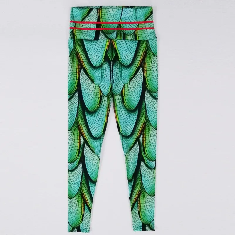 New Green Fitness Yoga Pants Slim High Waist Sport Leggings Gym Women Elastic Printed Tights for Running Jogging Tummy Control