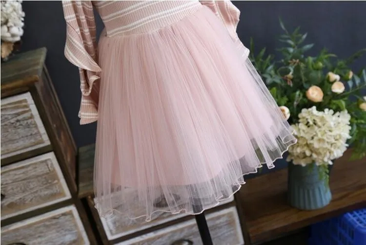 spring girl long sleeve dress pink tulle for kids dresses girl's clothing Denim Vest embroidery flower princess | Детская одежда и