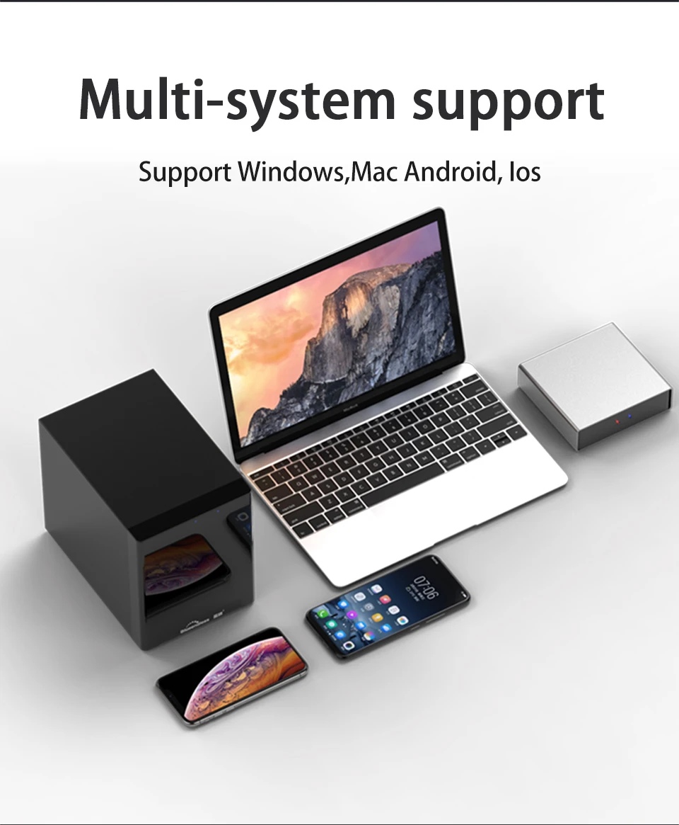 Dual Disks HDD Enclosure 3.5'' NAS Disk Box Gigabit Ethernet Max 70MB/s Wireless Speed External USB3.0 LAN Port Exclusive App