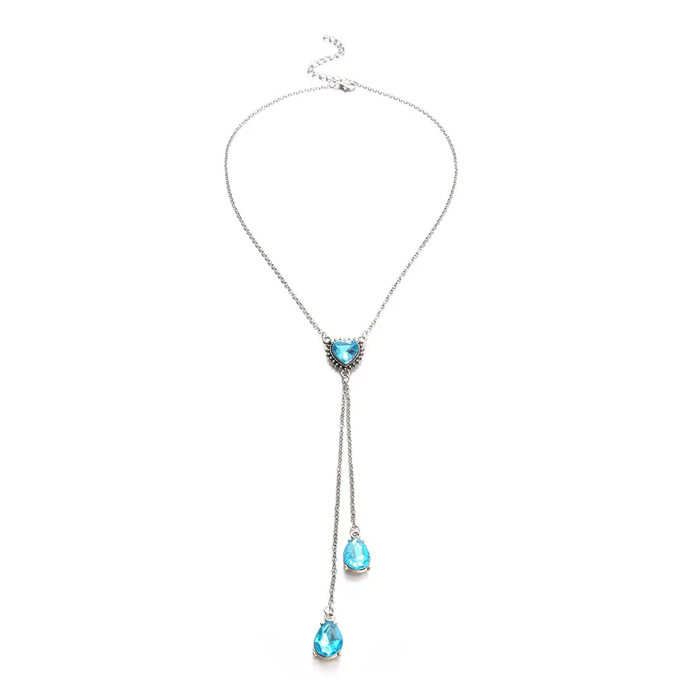 Newest Ornaments Personality Heaven Blue Heart-shaped Jewelry Pendet Cut Maɺm Bohemia Necklace Accessories | Украшения и