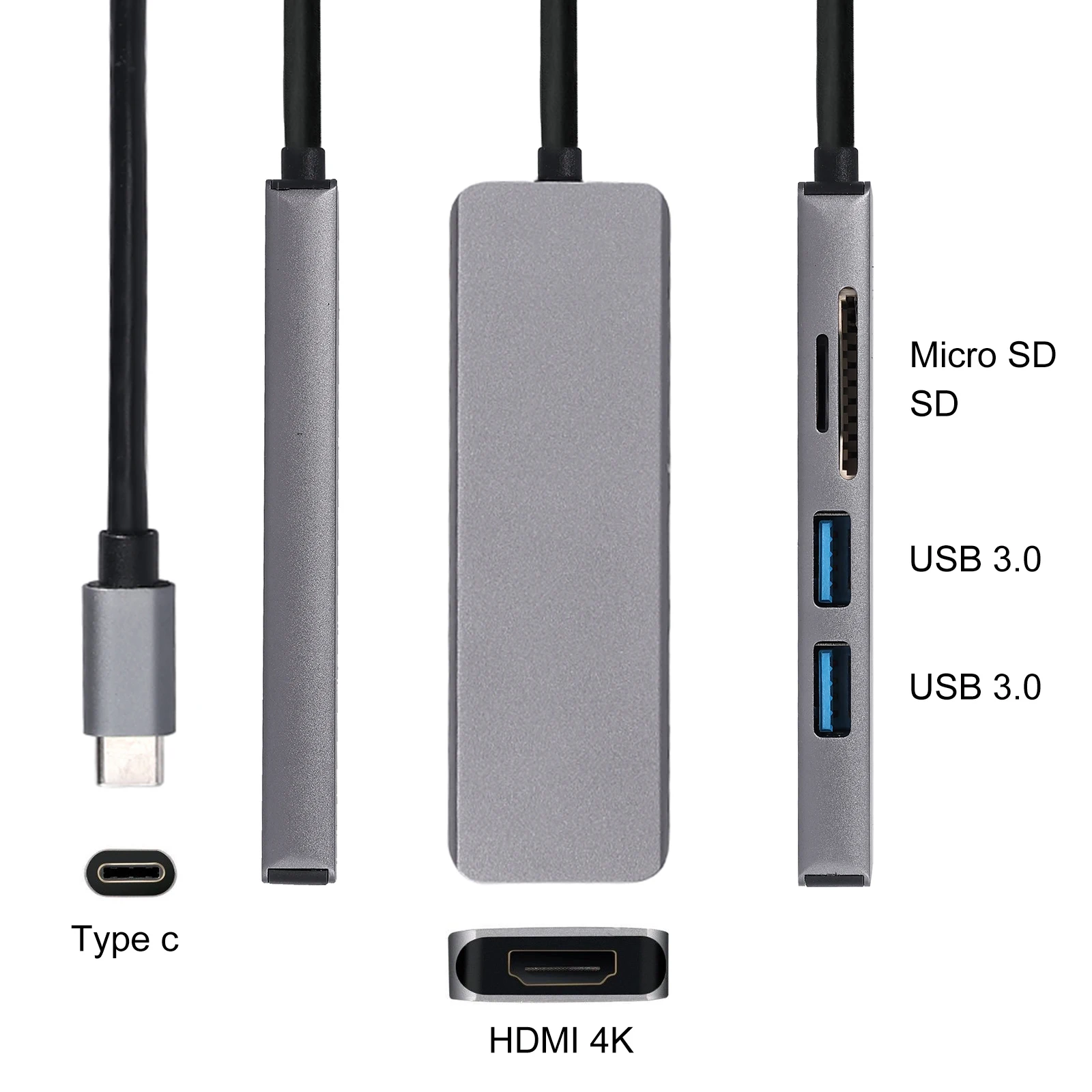 Neoteck Алюминий 5 в 1 USB C концентратор Type мультипорты 3 0 SD TF кардридер адаптер 4K HDMI
