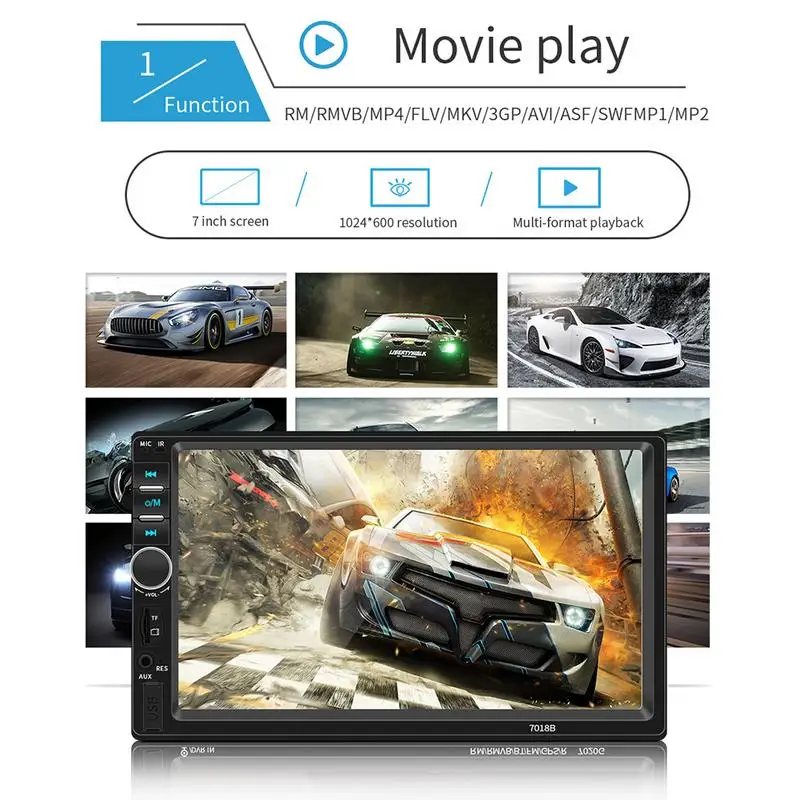 7 дюймовый автомобильный Bluetooth стерео радио двойной слиток MP5 карточный плеер