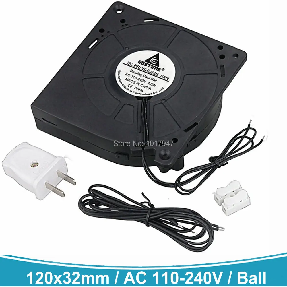 Gdstime 120mm EC Blower Ball Bearing 12cm 12032 120x32mm Brushless Cooling Fan AC 110V 120V 220V 240V