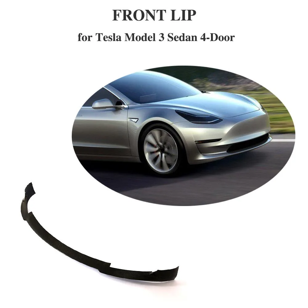 

Bumper Lip Spoiler For Tesla 3 Base Sedan Long Range Sedan 4-Door Carbon Fiber Front lip Spoiler 2013-2018