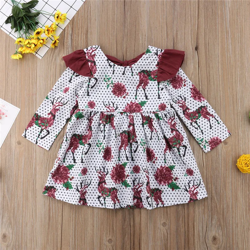 Baby dresses girl Deer Toddler Girl Princess Dress Kids Flower Tutu Party Wedding clothing | Детская одежда и обувь