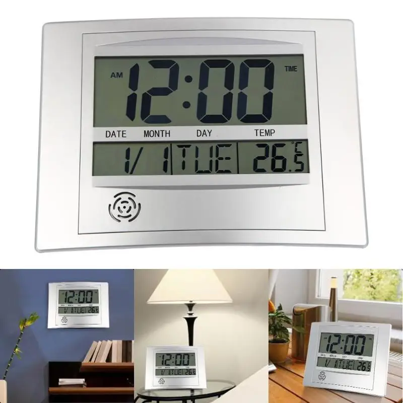LCD Цифровые настенные часы с термометром электронный календарь измеритель