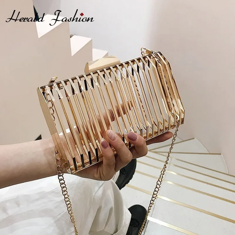 Herald Fashion металлическая Женская вечерняя сумка через плечо роскошная мессенджер с