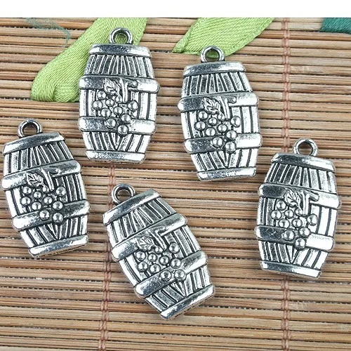Тибетский серебристый цвет 2 боковые Подвески в виде виноградного бочка 8 шт.