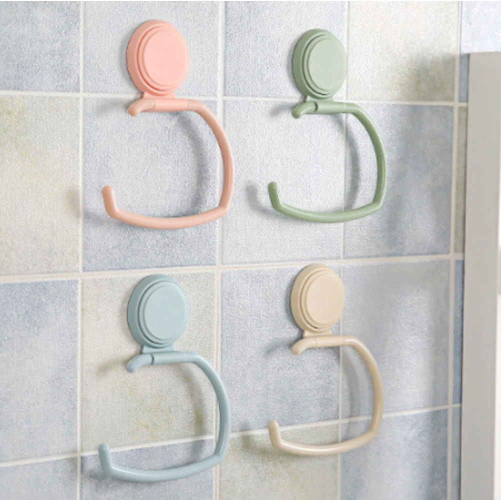 

2Pcs Hooks Wall Mounted PP Free of Nail Seamless Practical Hanger Paper Hanging Hook Suction Cup Hook Towel Hook for Bathroom