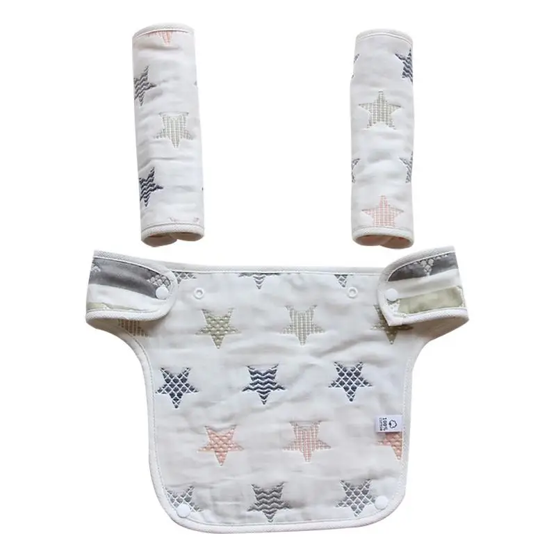 

3PCSSet Baby Waist Stool Drool Teething Reversible Cotton Pad MultiFunction Baby Strap Dinner Bib nearby