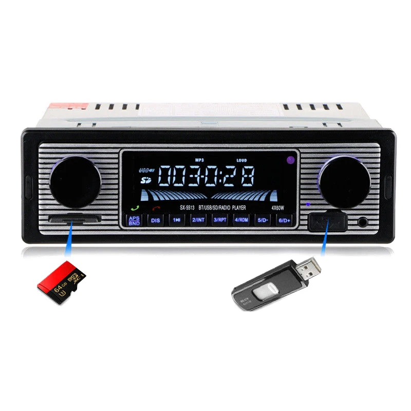 Портативный Bluetooth винтажный автомобильный Радио цифровой MP3 плеер стерео USB AUX