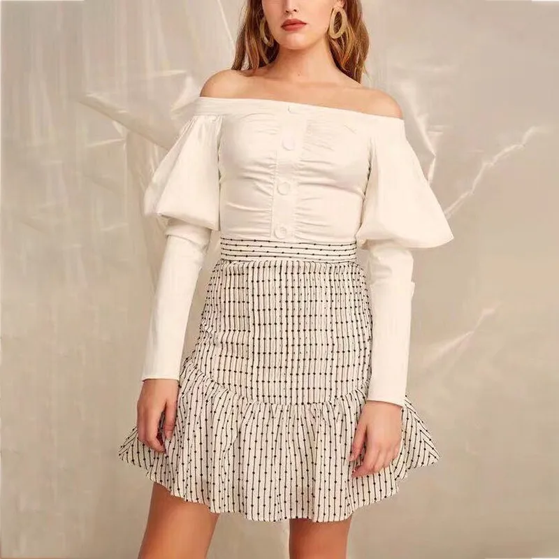 TWOTWINSTYLE женские рубашки с вырезом лодочкой и открытыми плечами блуза длинным