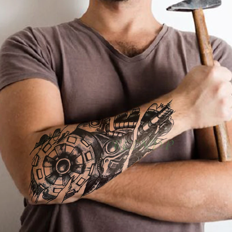

Waterproof Temporary Tattoo Sticker gear instrument pipe tatto flash tatoo fake tattoos for men male women