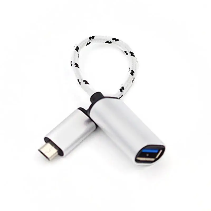 OTG кабель из алюминиевого сплава Плетеный патч корд Android для передачи данных USB 2