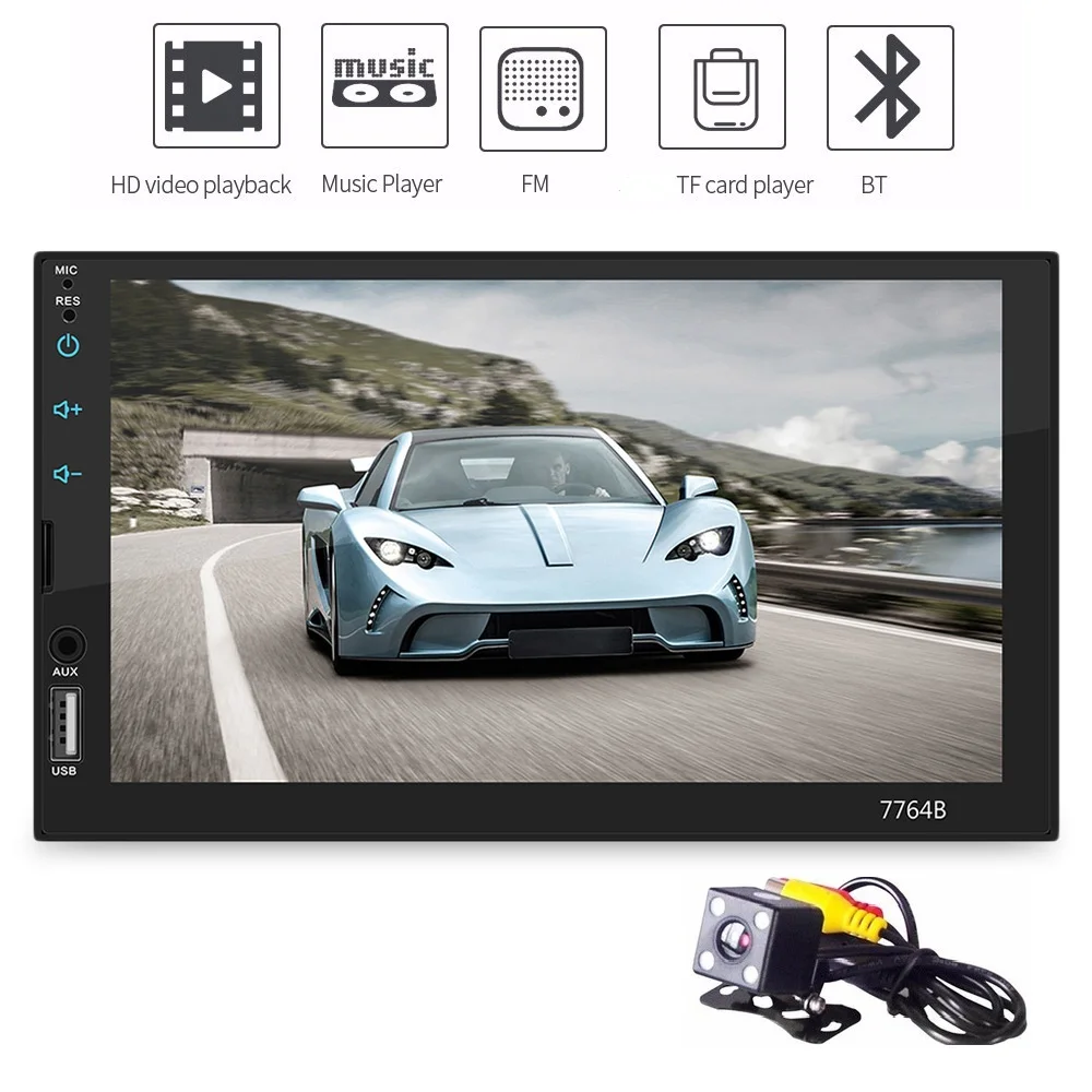 7764B 2 Din Автомобильный мультимедийный плеер 7 дюймов HD Bluetooth 4 0 FM радио MP5 Зеркало