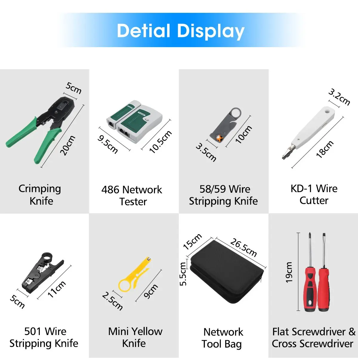 Компьютерный сетевой инструмент для ремонта 18 шт. набор сетевой Ethernet RJ45 RJ11 RJ12 CAT5 CAT5e Кабельный тестер телефон LAN щипцы набор инструментов