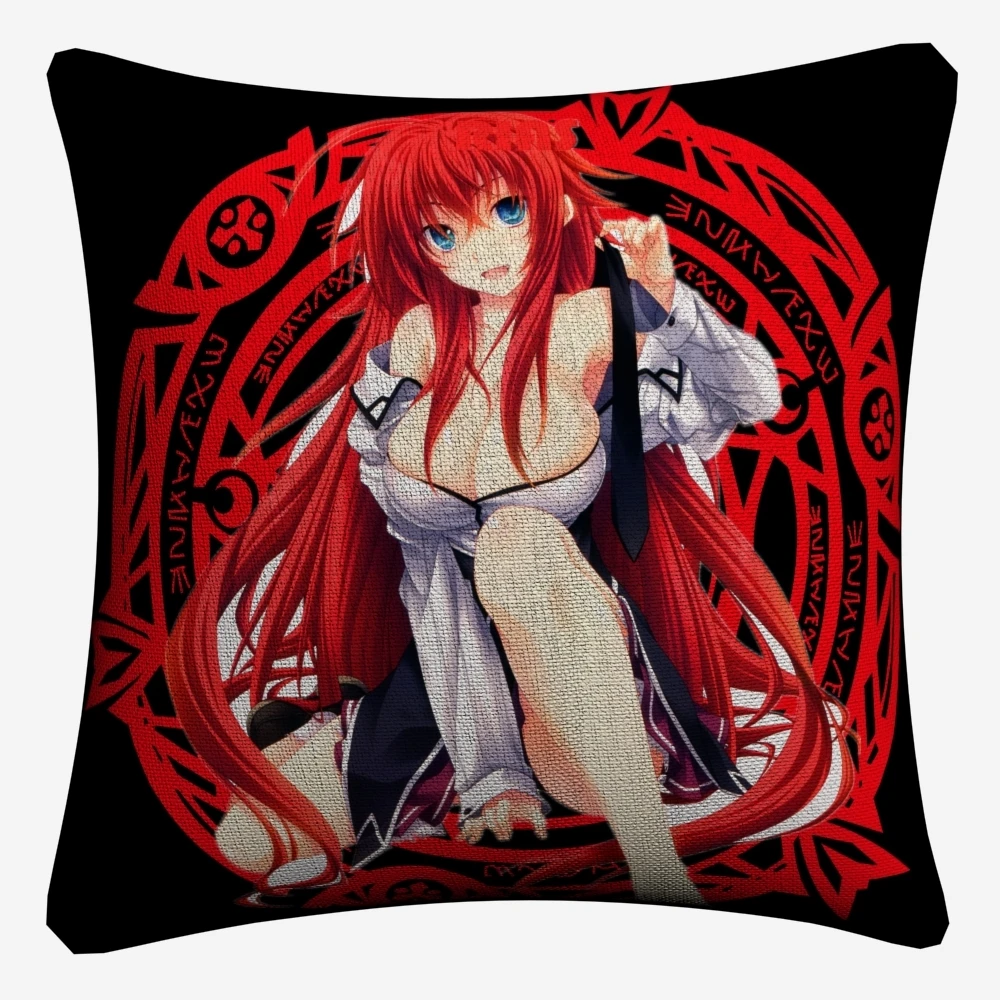 Школьная DXD Сексуальная Rias хлопковая декоративная подушка лен Чехол 45x45 см для