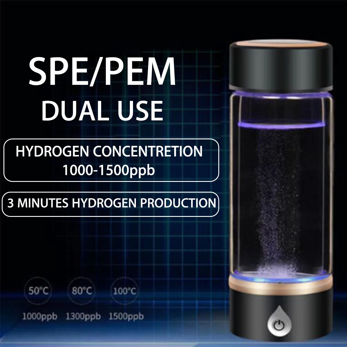 Warmtoo SPE/ PEM Антивозрастные гидрогены богатые бутылки воды генератор 420 мл 1500PPB