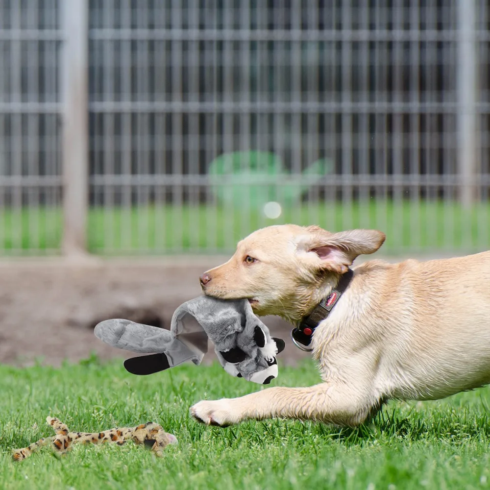 2 шт./компл. игрушки для собак жевания енота леопарда плюшевые животных звуковые