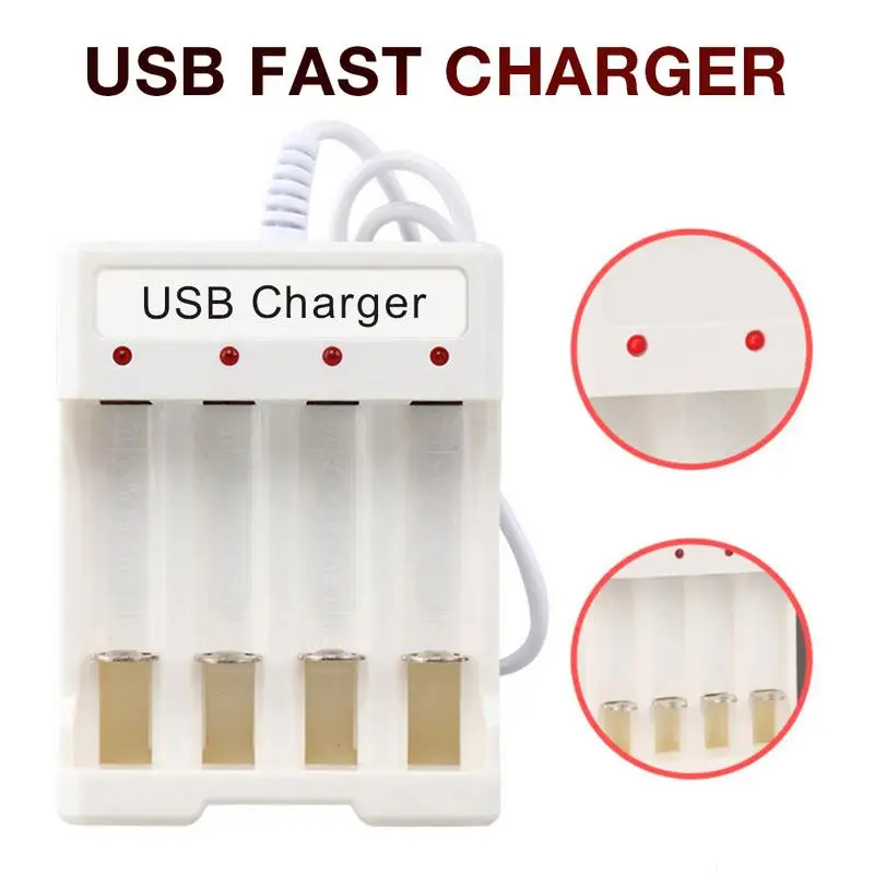 USB Universal Battery Fast Charger 4 Slot Smart Adjustable Charging for Standard AA AAA Adapter | Электроника