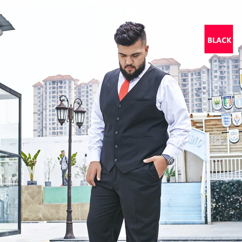 

Men Suit Business 3 Piece Mens Summer Thin Groom Wedding Suits Pants Vest Blue Formal Groomsman Set Plus Size 6XL 7XL 8XL 9XL